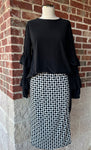 Pencil Skirt - B/W Abstract
