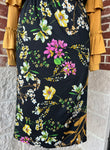 Pencil Skirt-Dogwood Floral Black