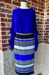Pencil Skirt - Royal/Gray Stripe