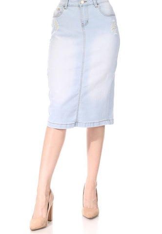 Lt. Indigo Calf Length Skirt-79006